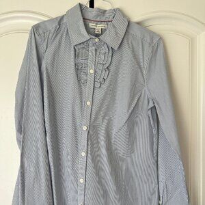 Banana Republic NWT Sz M Ruffle Placket Pinstripe Dress Shirt